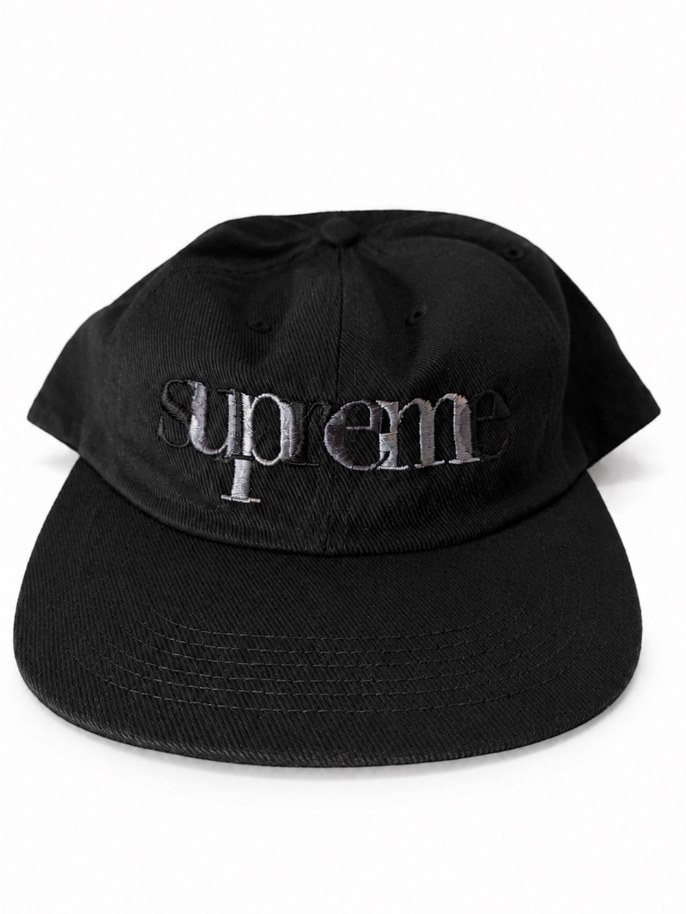 Supreme Overlap 6 Panel Black SS17 Low Profile Snapback Hat